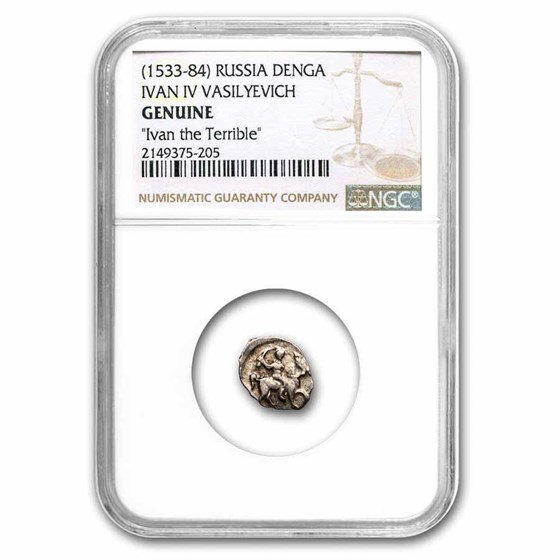 (1533-1584) Russia Denga Silver Wire Money Ivan the Terrible NGC (1533-1584) Russia Denga Silver Wire Money Ivan the Terrible NGC