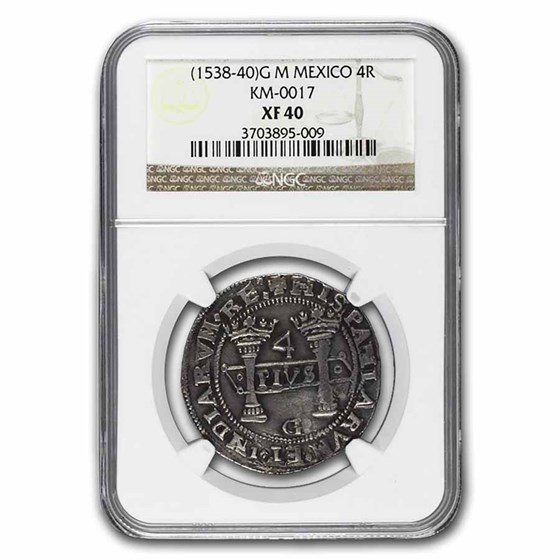 1538-40 G M Mexico Silver 4 Reales XF-40 NGC 1538-40 G M Mexico Silver 4 Reales XF-40 NGC