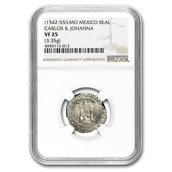 (1542-55) Carlos and Joanna Silver 1 Real VF-25 NGC (1542-55) Carlos and Joanna Silver 1 Real VF-25 NGC