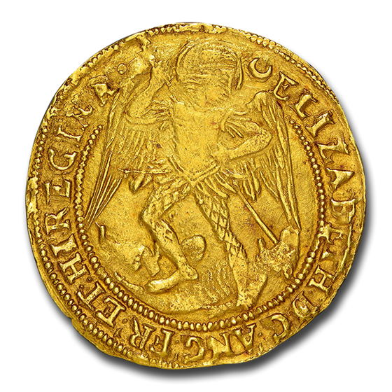 1587-1589 England AV Angel Elizabeth I MS-62 NGC 1587-1589 England AV Angel Elizabeth I MS-62 NGC