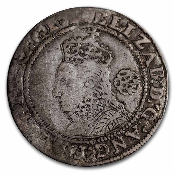 1594 England Silver 1/2 Shilling Elizabeth I VF