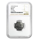 1595 Spain (Segovia) Silver 4 Reales Cob Phillip II MS-62 NGC 1595 Spain (Segovia) Silver 4 Reales Cob Phillip II MS-62 NGC