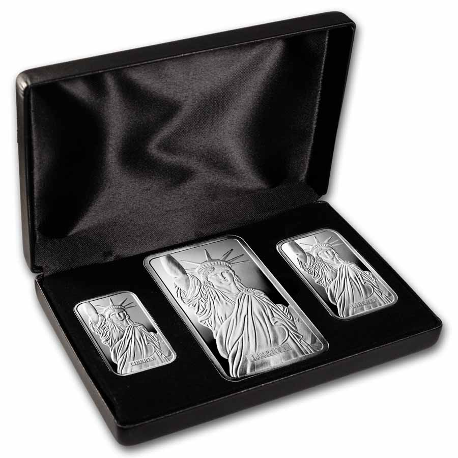 16 oz (1, 5 & 10) Silver Bar Set - Revived Engelhard Liberty Bars