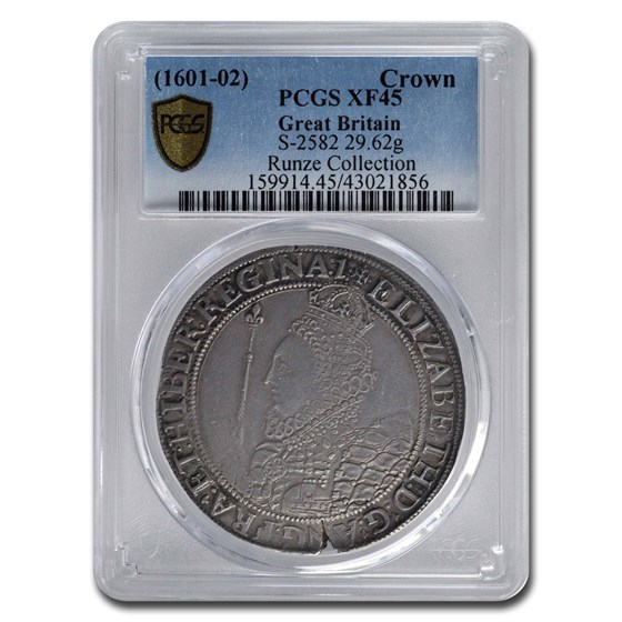 1601-02 Great Britain Silver Crown Elizabeth I XF-45 PCGS 1601-02 Great Britain Silver Crown Elizabeth I XF-45 PCGS