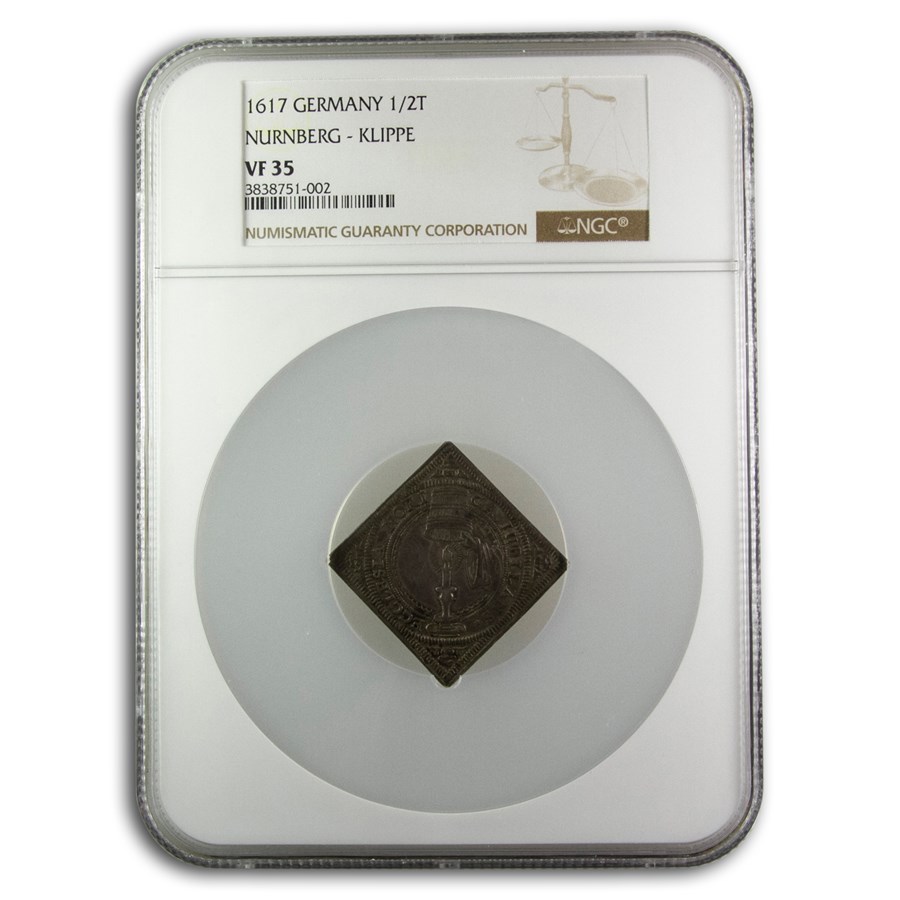 1617 German States Nurnberg AR Klippe 1/2 Thaler VF-35 NGC