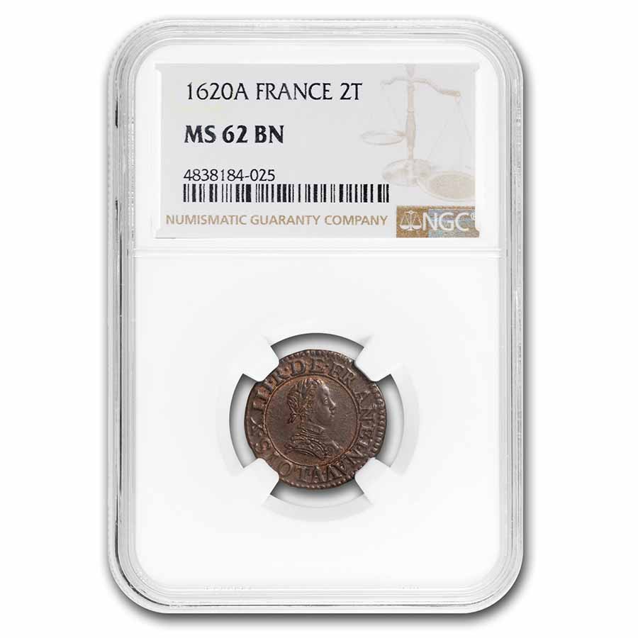 Buy 1620-A France Copper 2 Tournois MS-62 NGC (Brown) | APMEX