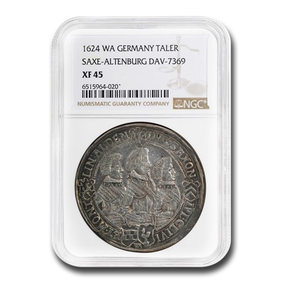 1624 WA Saxe-Old-Altenburg Silver Thaler XF-45 NGC (DAV-7369) 1624 WA Saxe-Old-Altenburg Silver Thaler XF-45 NGC (DAV-7369)