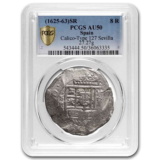 (1625-1663) Spain Sevilla 8 Reales Cob Philip IV AU-50 PCGS (1625-1663) Spain Sevilla 8 Reales Cob Philip IV AU-50 PCGS