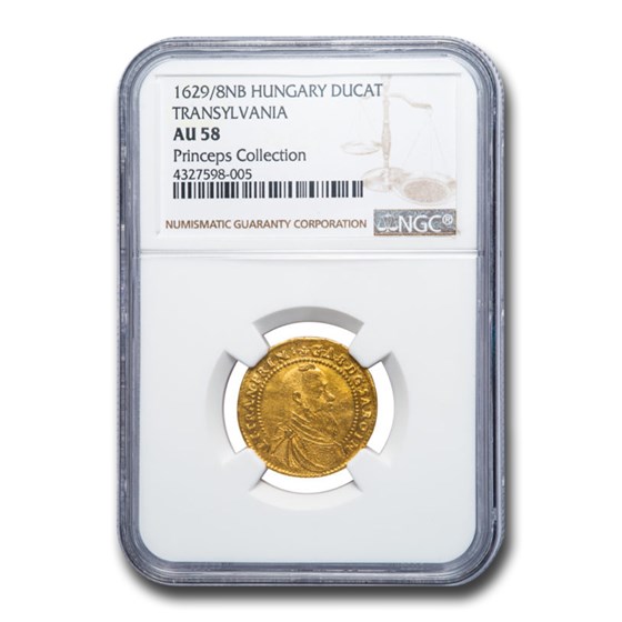 1629/28 Transylvania Gold Ducat AU-58 NGC (Princeps Collection) 1629/28 Transylvania Gold Ducat AU-58 NGC (Princeps Collection)