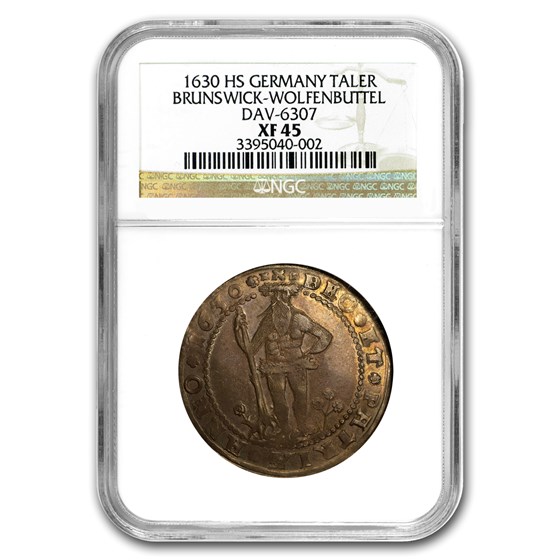 1630 German States Brunswick Silver Taler Wild Man XF-45 NGC 1630 German States Brunswick Silver Taler Wild Man XF-45 NGC
