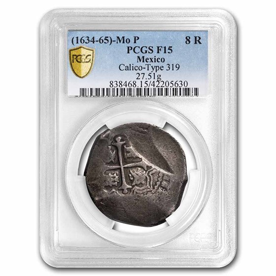 (1634-1665)Mo P Mexico Silver 8 Reales F-15 PCGS (1634-1665)Mo P Mexico Silver 8 Reales F-15 PCGS
