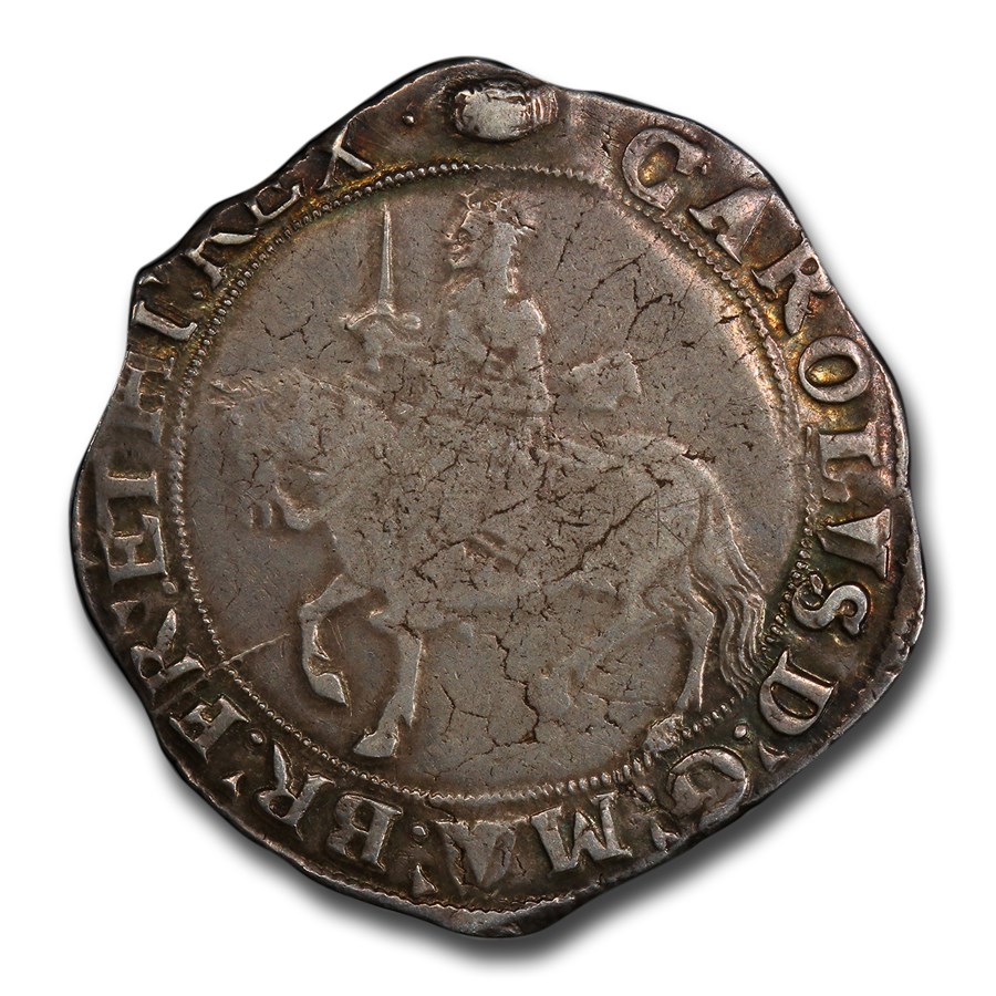 (1636-38) Great Britain Silver Half Crown Charles I AU-50 PCGS