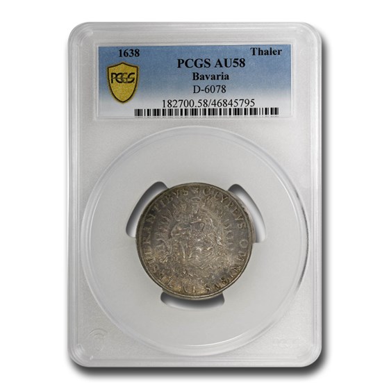 1638 Germany Bavaria Silver Thaler AU-58 PCGS 1638 Germany Bavaria Silver Thaler AU-58 PCGS