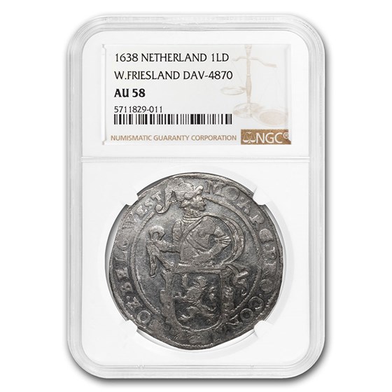 1638 Netherlands AR Lion Dollar W. Friesland AU-58 NGC (Dav-4870) 1638 Netherlands AR Lion Dollar W. Friesland AU-58 NGC (Dav-4870)