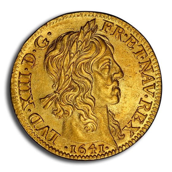 1641-A France Gold Louis d'Or Louis XIII MS-61 PCGS
