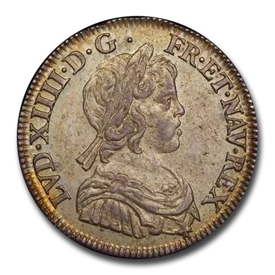 1644-A France Silver 1/4 ECU Louis XIV MS-63 PCGS 1644-A France Silver 1/4 ECU Louis XIV MS-63 PCGS