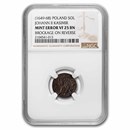 (1649-1668) Poland Copper Solidus VF-25 NGC (Brown, Brockage)
