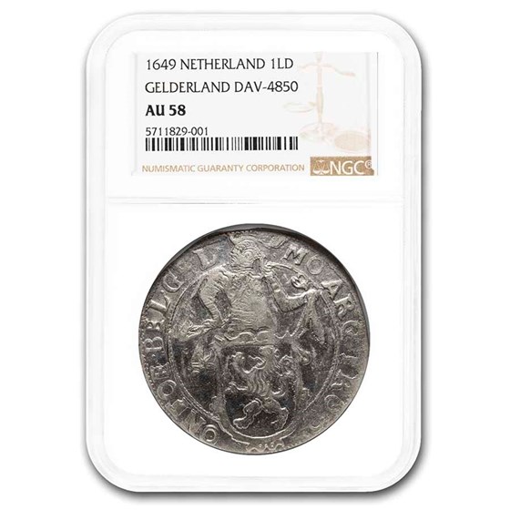 1649 Netherlands Lion Dollar Gelderland AU-58 NGC (Dav-4850) 1649 Netherlands Lion Dollar Gelderland AU-58 NGC (Dav-4850)