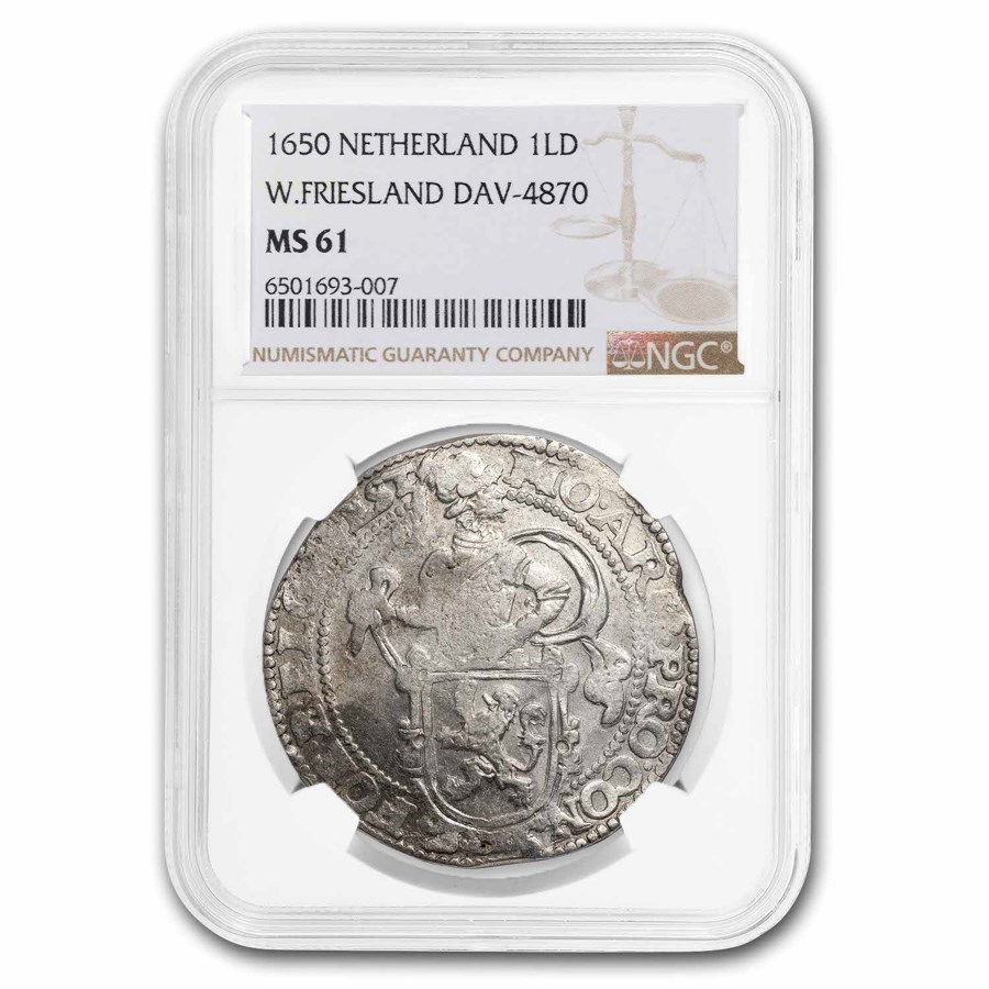 1650 Netherlands AR Lion Dollar W Friesland MS-61 NGC (Dav-4870)