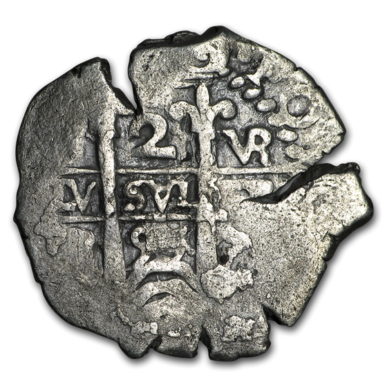 1651-1773 Spanish Empire Silver 2 Reales Cob (Shipwreck Effect) 1651-1773 Spanish Empire Silver 2 Reales Cob (Shipwreck Effect)