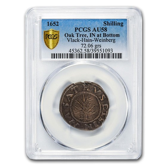 1652 Oak Tree Shilling "IN at BOT" Var AU-58 PCGS 1652 Oak Tree Shilling "IN at BOT" Var AU-58 PCGS