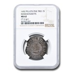 1652 Pine Tree Shilling MS-62 NGC (Large PIanchet) Pellets