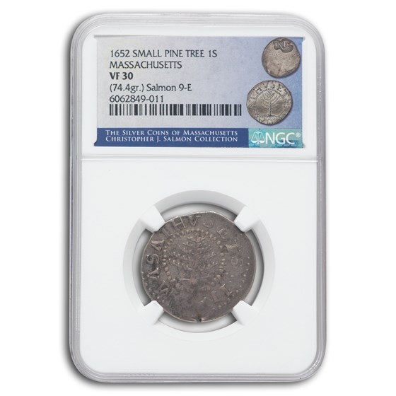 1652 Pine Tree Shilling Small Planchet VF-30 NGC 1652 Pine Tree Shilling Small Planchet VF-30 NGC