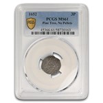 1652 Pine Tree Threepence No Pellets MS-61 PCGS