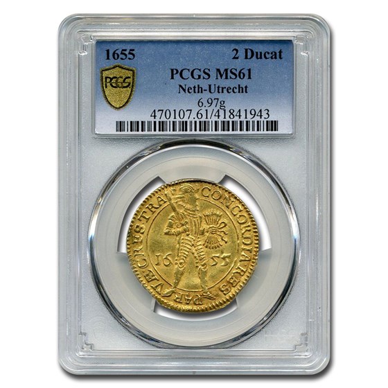 1655 Netherlands Utrecht Gold 2 Ducat MS-61 PCGS 1655 Netherlands Utrecht Gold 2 Ducat MS-61 PCGS