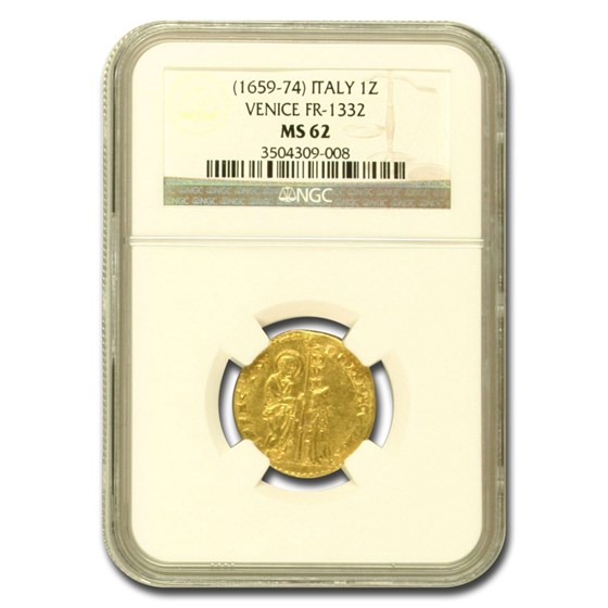 1659-1674 Italy Venice Gold Zecchino MS-62 NGC 1659-1674 Italy Venice Gold Zecchino MS-62 NGC