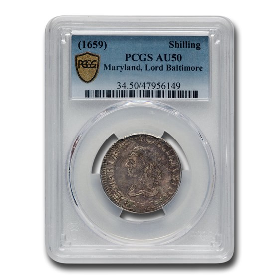 (1659) Maryland Lord Baltimore Shilling AU-50 PCGS