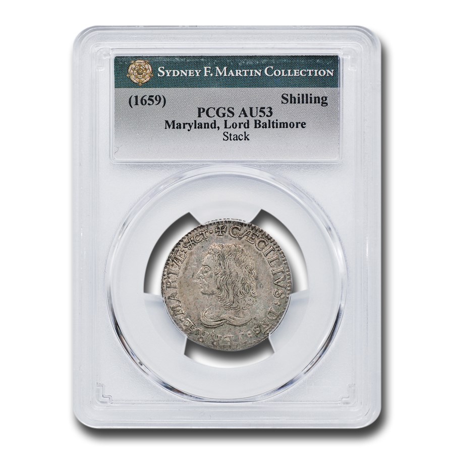 (1659) Maryland Lord Baltimore Shilling AU-53 PCGS
