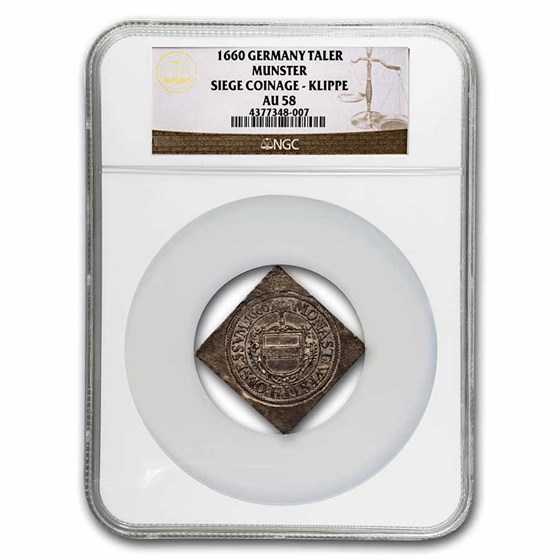 1660 German States Munster Siege Coinage Silver Klippe AU-58 NGC