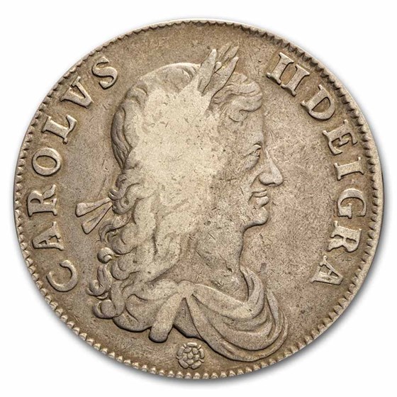 1662 England Silver Crown Charles II VF (1st Bust - Rose) 1662 England Silver Crown Charles II VF (1st Bust - Rose)