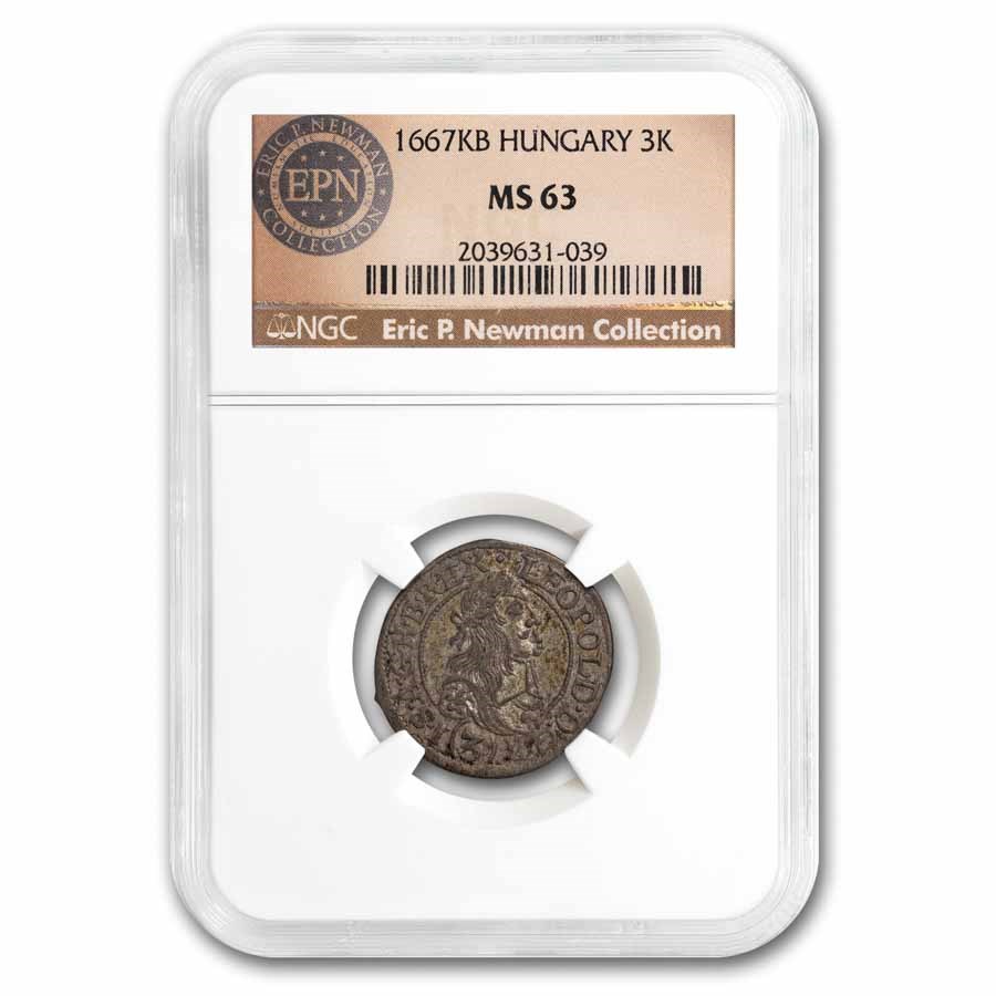 1667-KB Hungary Silver 3 Kreuzer Leopold I MS-63 NGC