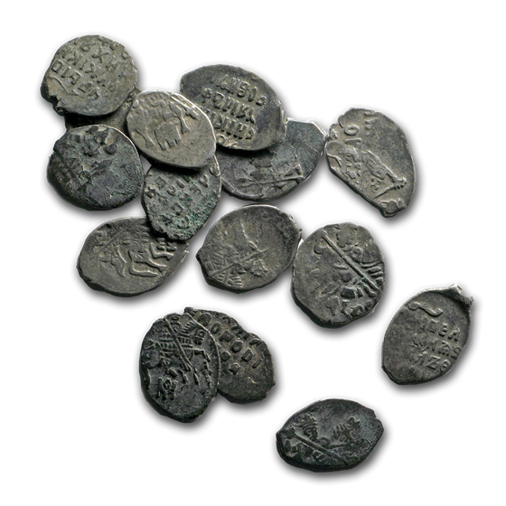1672-1725 Russia Silver Kopek Peter the Great Wire Money Avg Circ 1672-1725 Russia Silver Kopek Peter the Great Wire Money Avg Circ