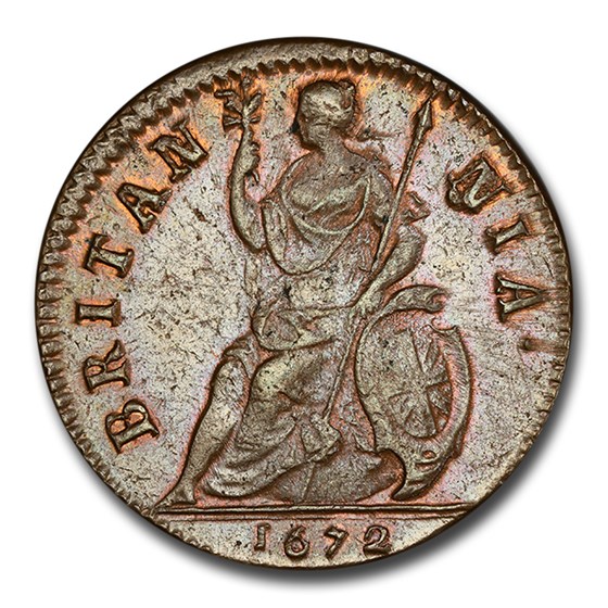 1672 Great Britain Farthing Charles II MS-63 PCGS (Brown)