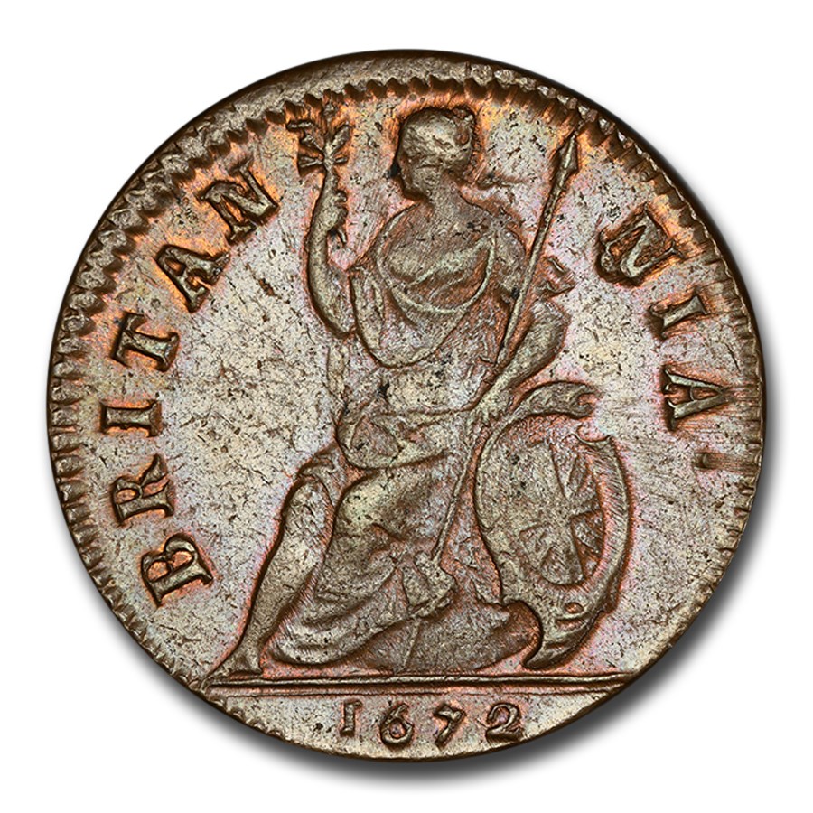 1672 Great Britain Farthing Charles II MS-63 PCGS (Brown)