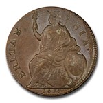 1673 Great Britain Halfpenny Charles II MS-63 PCGS (Brown)