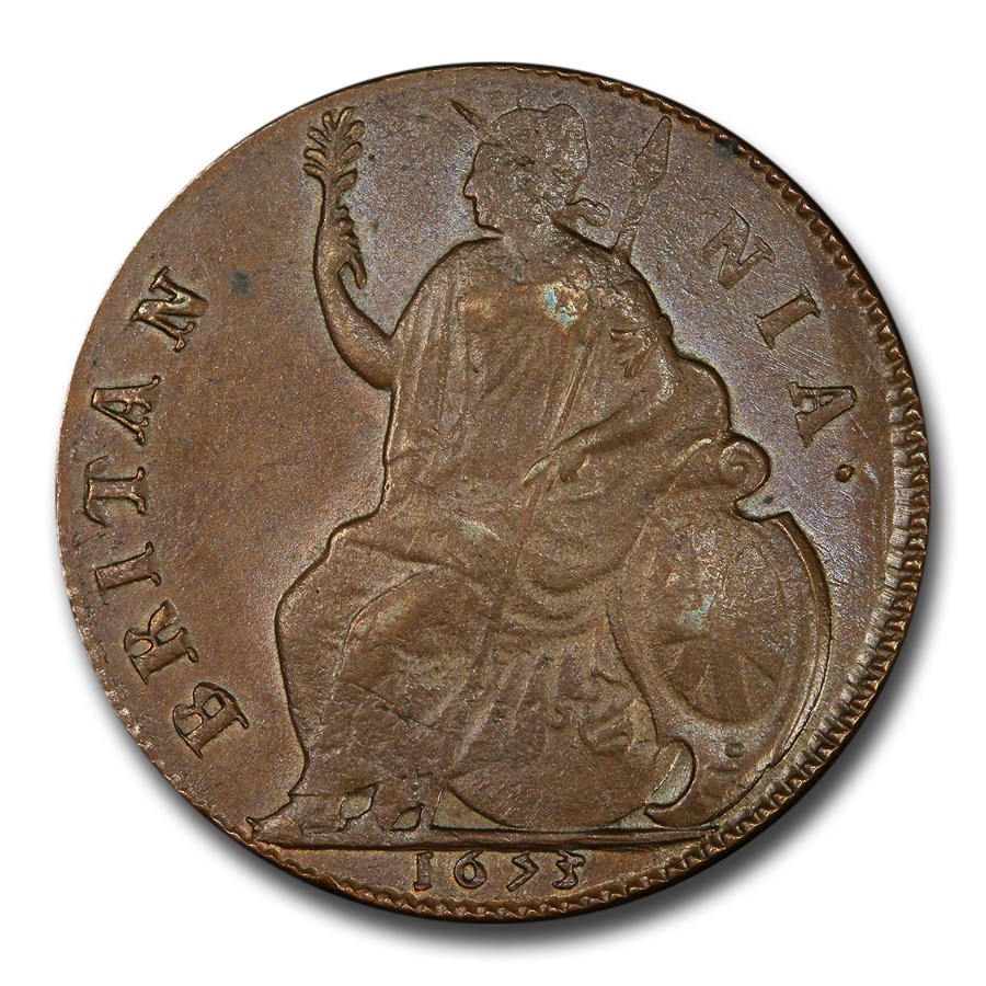 1673 Great Britain Halfpenny Charles II MS-63 PCGS (Brown)