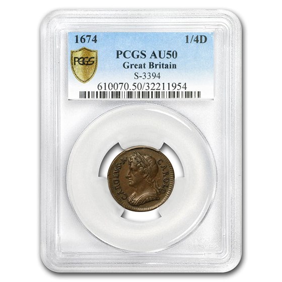 1674 Farthing George II AU-50 PCGS (Brown) 1674 Farthing George II AU-50 PCGS (Brown)