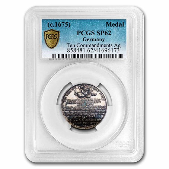 (1675) Germany Silver Ten Commandments Medal SP-62 PCGS (1675) Germany Silver Ten Commandments Medal SP-62 PCGS