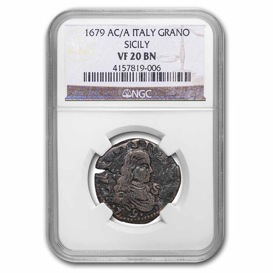 1679 Naples & Sicily AE Grana VF-20 NGC (Brown) 1679 Naples & Sicily AE Grana VF-20 NGC (Brown)
