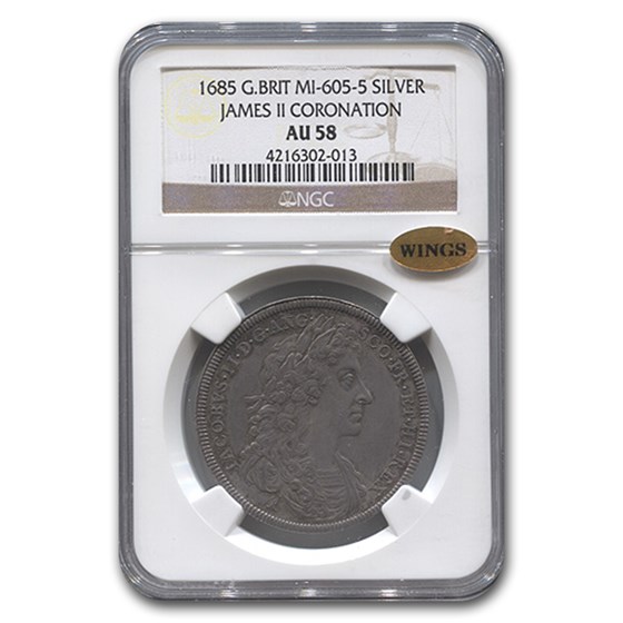 1685 Great Britain Silver Medal James II Coronation AU-58 NGC 1685 Great Britain Silver Medal James II Coronation AU-58 NGC