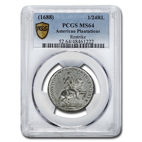 (1688) American Plantation Token 1/24 Real MS-64 PCGS (Restrike) (1688) American Plantation Token 1/24 Real MS-64 PCGS (Restrike)