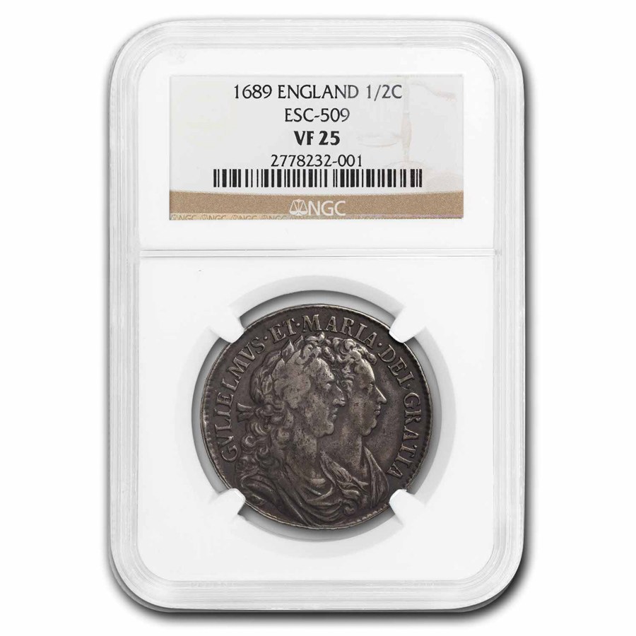 Buy 1689 England Silver Half Crown William & Mary VF-25 NGC | APMEX