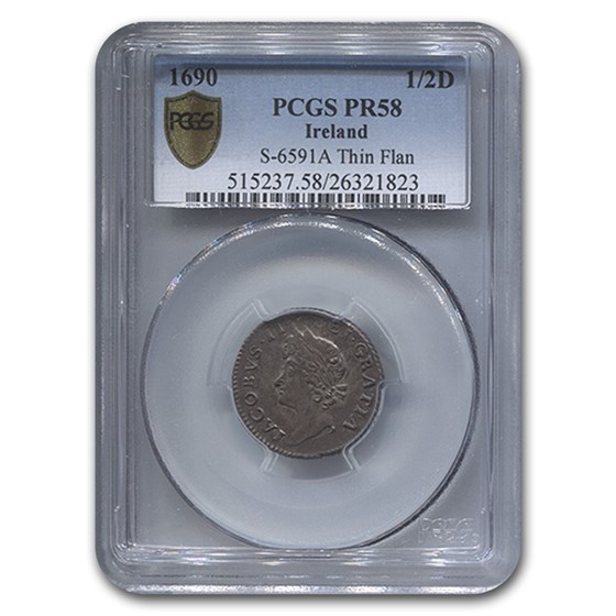 1690 Ireland Halfpenny PR-58 PCGS 1690 Ireland Halfpenny PR-58 PCGS