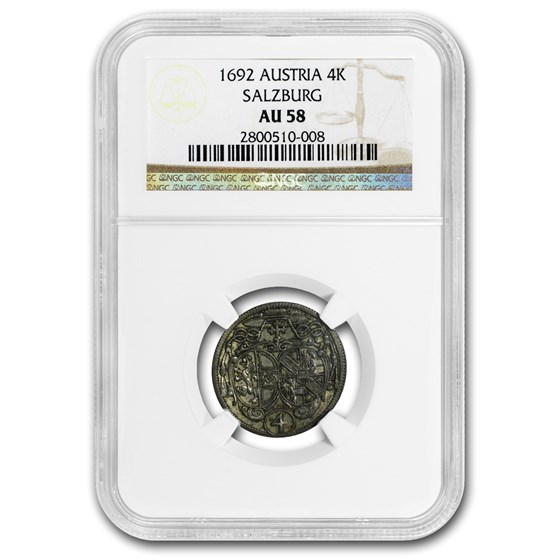 1692 Austria Silver Batzen (Salzburg) AU-58 NGC 1692 Austria Silver Batzen (Salzburg) AU-58 NGC