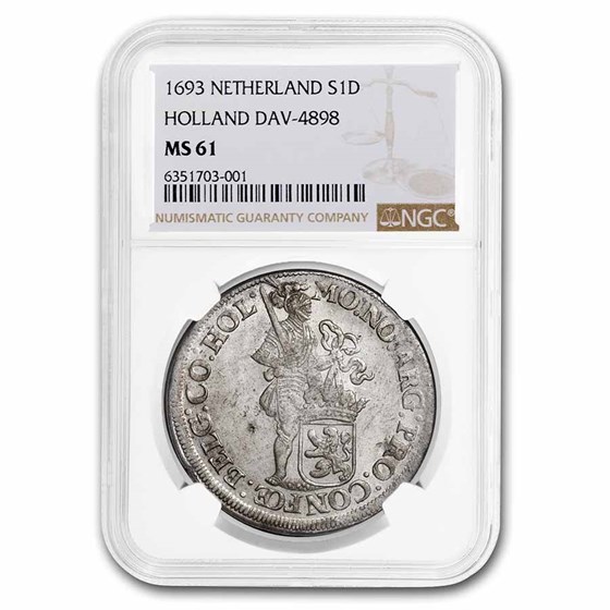 1693 Netherlands Silver Ducat/48 Stuviers MS-61 NGC 1693 Netherlands Silver Ducat/48 Stuviers MS-61 NGC