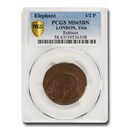 (1694) London Elephant Token 1/2 Penny MS-65 BN PCGS (Thin) (1694) London Elephant Token 1/2 Penny MS-65 BN PCGS (Thin)